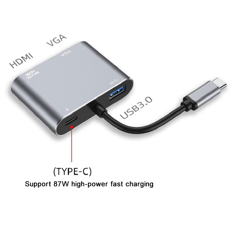 4-in-1 Type-C Docking Station Portable USB-C Hub Adapter Type-C Splitter to USB 3.0 HD VGA USB-C 4-in-1 Type-C Docking Station Portable USB-C Hub Adapter Type-C Splitter to USB 3.0 HD VGA USB-C